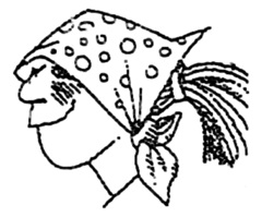 kleine Zeichnung von einem Kopf mit Kopftuch